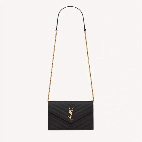 Yves Saint Laurent Black Clutch/Crossbody with Gold Chain - Picture 4 of 8
